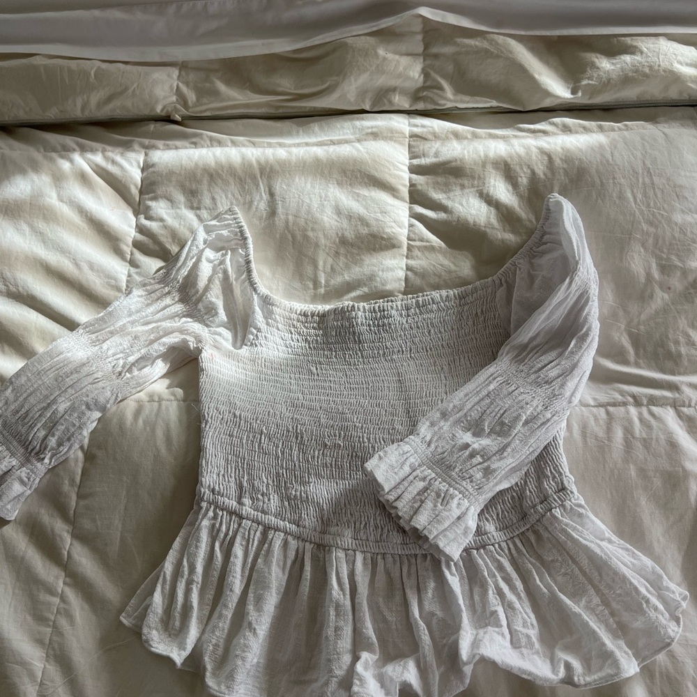White Smocked Off-Shoulder INC Top